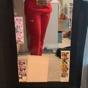 red track suit pants